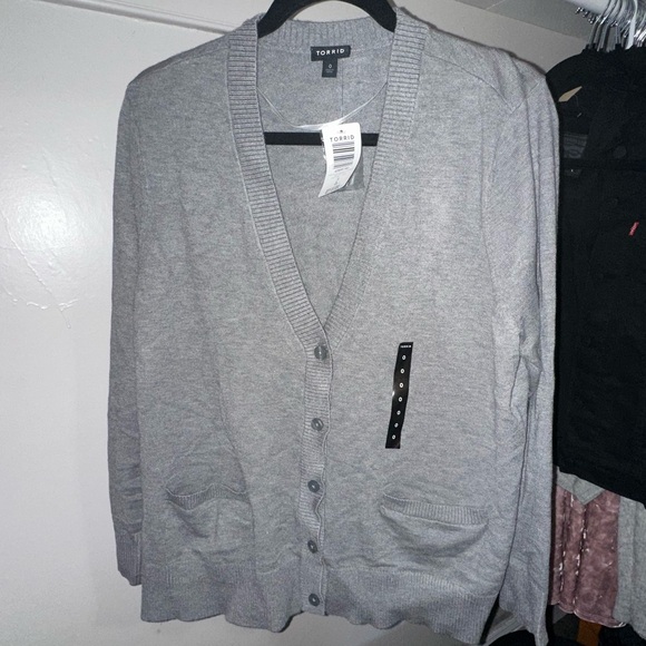 Torrid every day soft V-neck pocket cardigan, sweater, gray 0X size 12 NWT - Picture 5 of 5